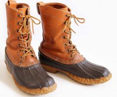 画像1: 90s USA製 L.L.Bean 7ホール ビーンブーツ タン×ブラウン 7M (1)