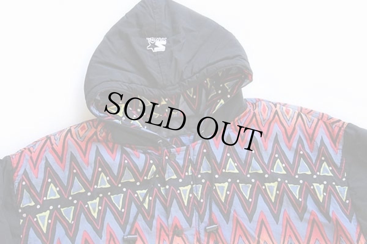 画像3: 90s USA製 STARTERスターター 総柄 切り替え 中綿入り ナイロンパーカー L (3)