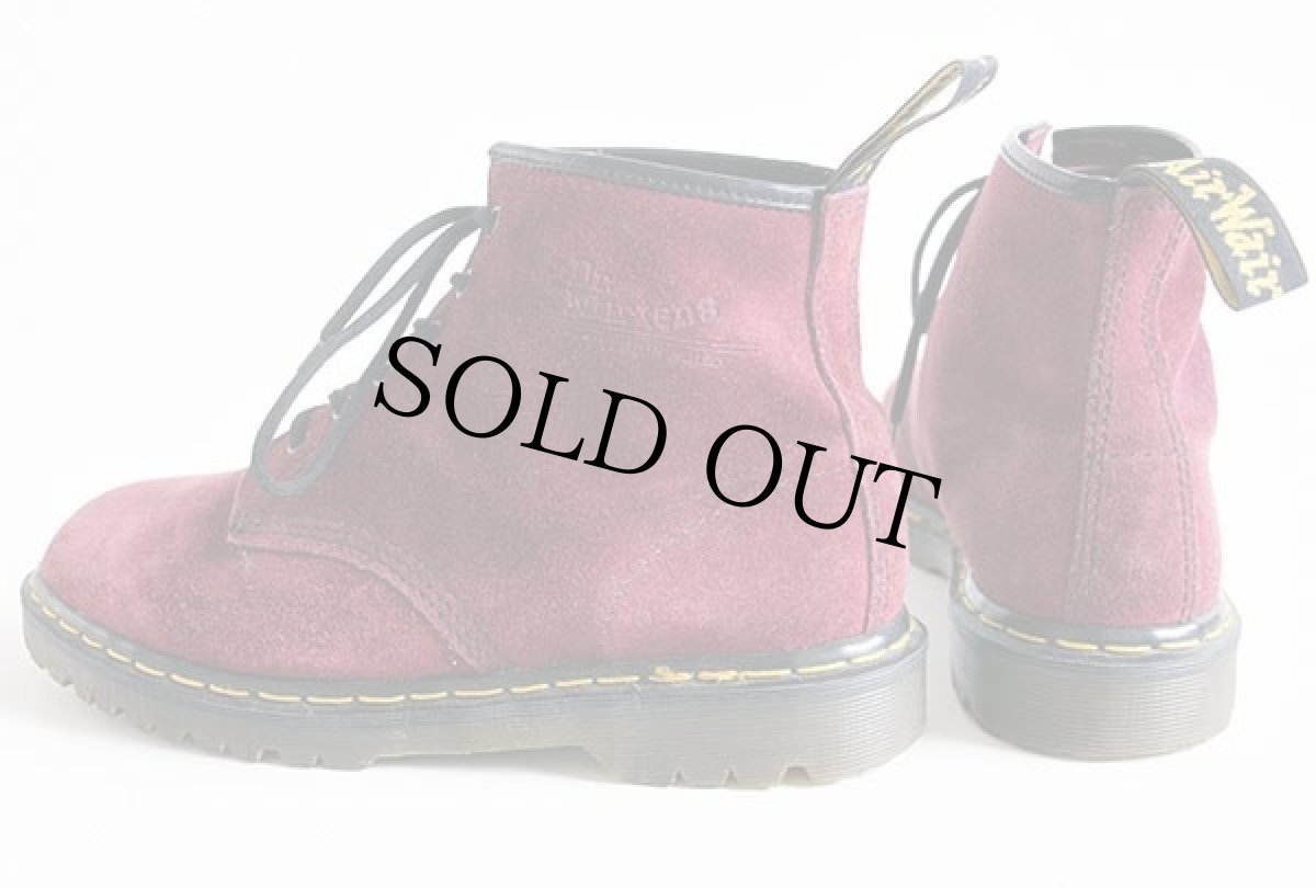 画像2: 英国製 DR.MARTENSドクターマーチン スエードレザー 6ホールブーツ ワインレッド UK9 (2)