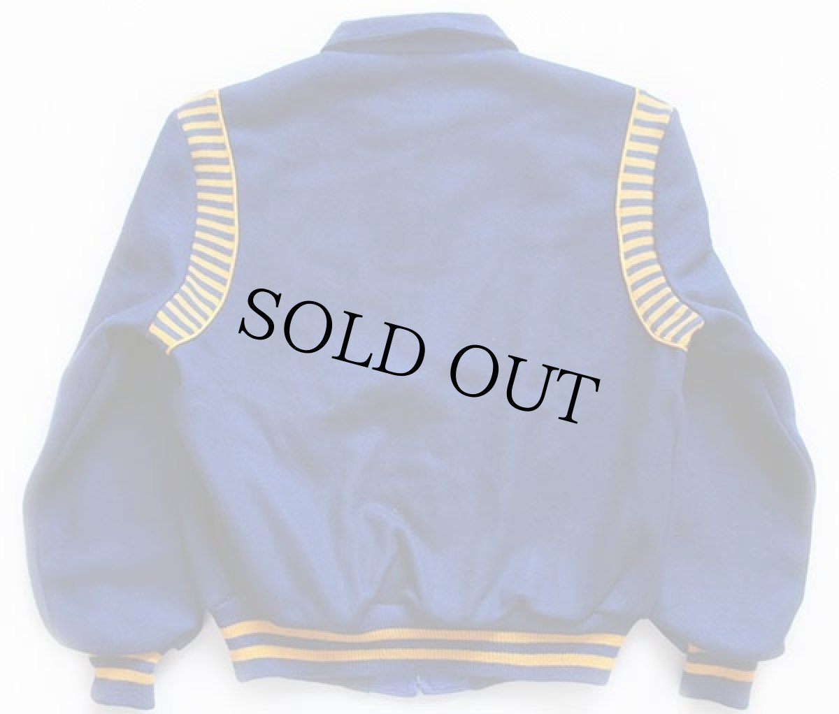 画像2: 70s USA製 BUTWINバトウィン パッチ付き メルトン ウール×ナイロン リバーシブル スタジャン 青×黄 42 (2)