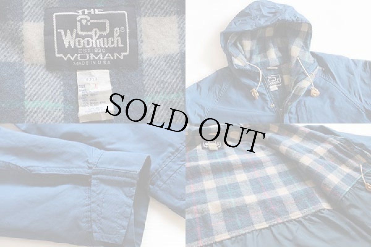 画像3: 80s USA製 Woolrichウールリッチ タータンチェック ウールライナー マウンテンパーカー 紺 W-L (3)