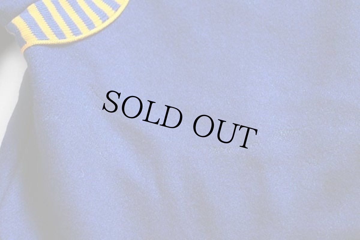 画像8: 70s USA製 BUTWINバトウィン パッチ付き メルトン ウール×ナイロン リバーシブル スタジャン 青×黄 42 (8)