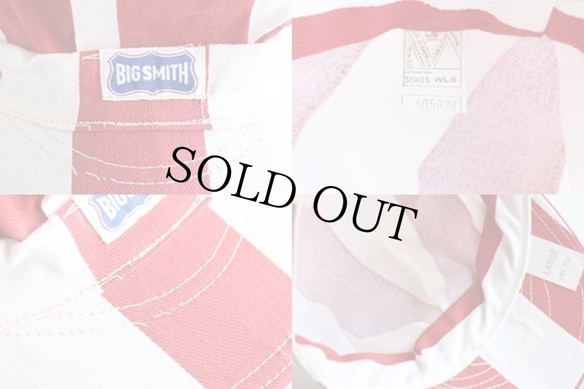 画像4: 70s BIG SMITHビッグスミス 紅白ストライプ コットン ワークキャップ 赤×白 (4)