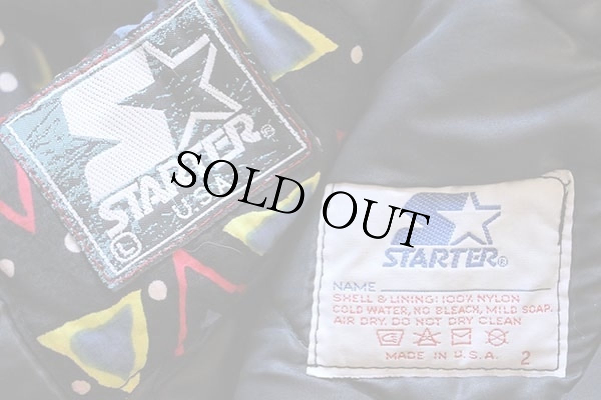 画像4: 90s USA製 STARTERスターター 総柄 切り替え 中綿入り ナイロンパーカー L (4)