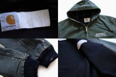 画像3: 80s USA製 carharttカーハート 刺繍入り ダック地 アクティブジャケット パーカー ペンキ飛び モスグリーン (3)