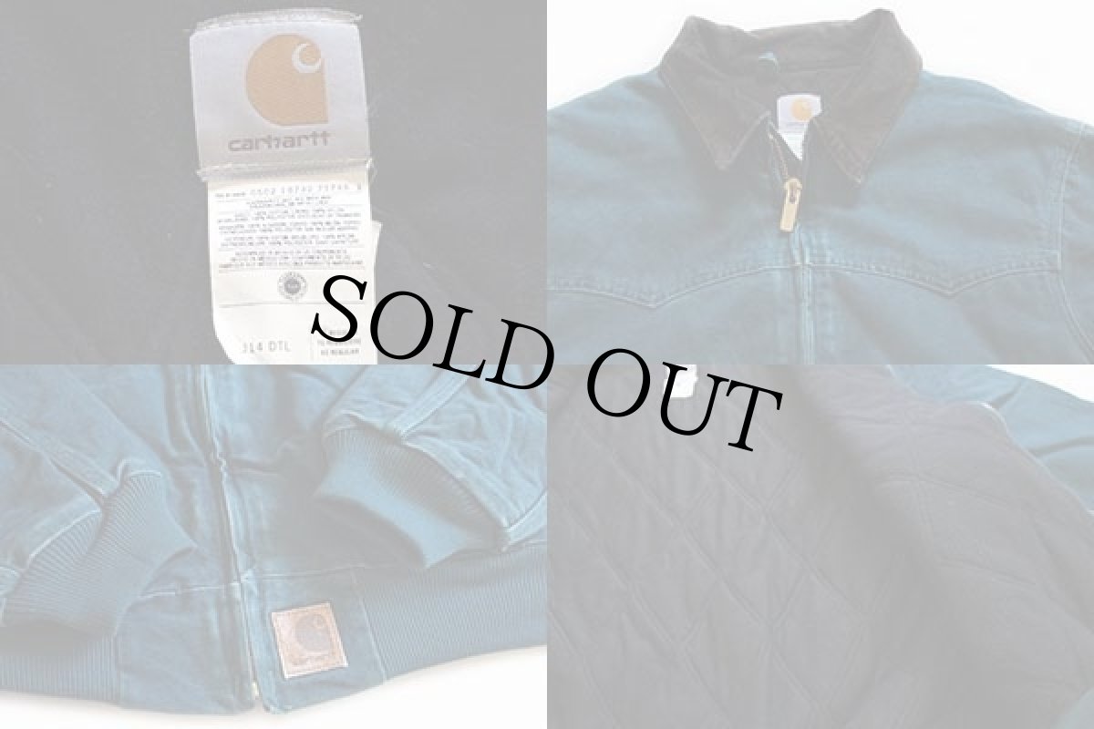 画像3: carharttカーハート キルティングライナー ダック地 サンタフェジャケット 青緑 XL (3)