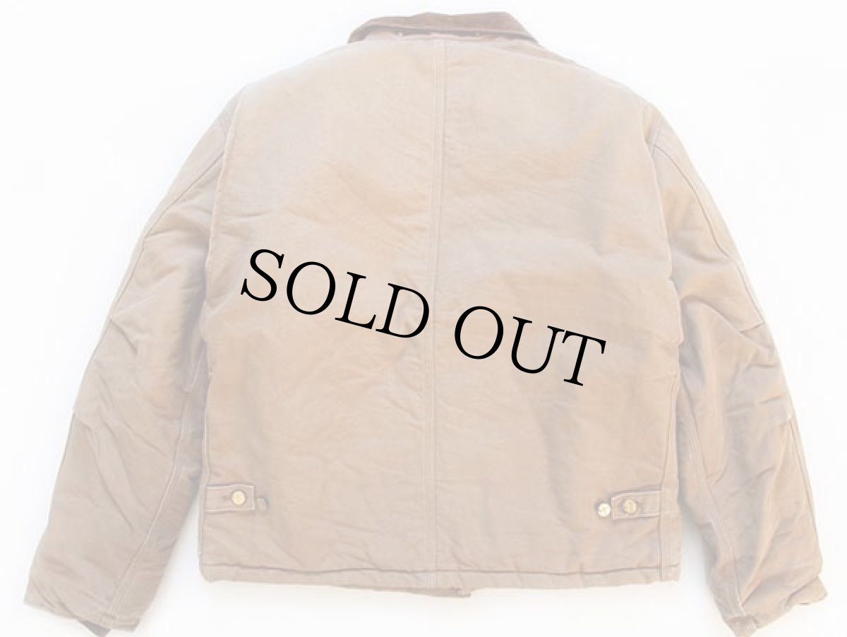 画像2: 90s USA製 carharttカーハート キルティングライナー ダック地 トラディショナルジャケット 茶 42 (2)