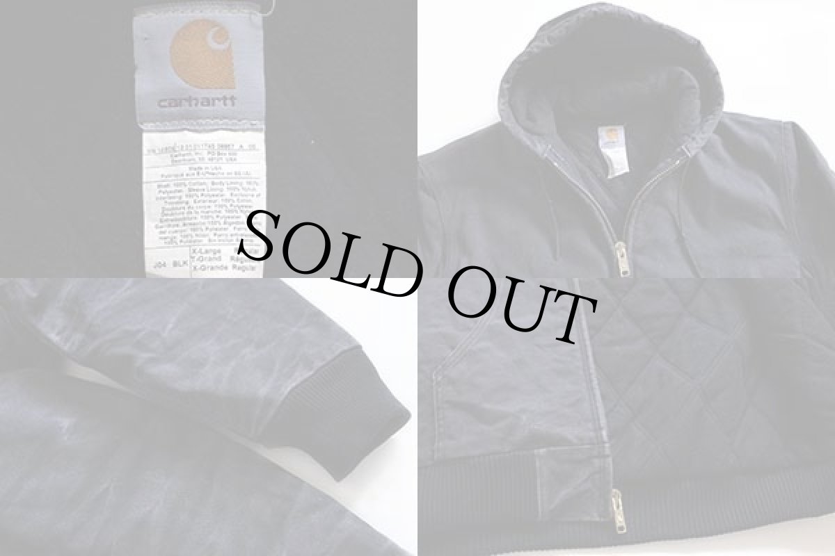 画像3: 90s USA製 carharttカーハート キルティングライナー ダック地 アクティブジャケット パーカー 黒 XL (3)