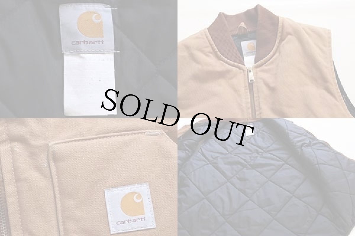 画像3: 90s carharttカーハート キルティングライナー ダックベスト 茶 L (3)