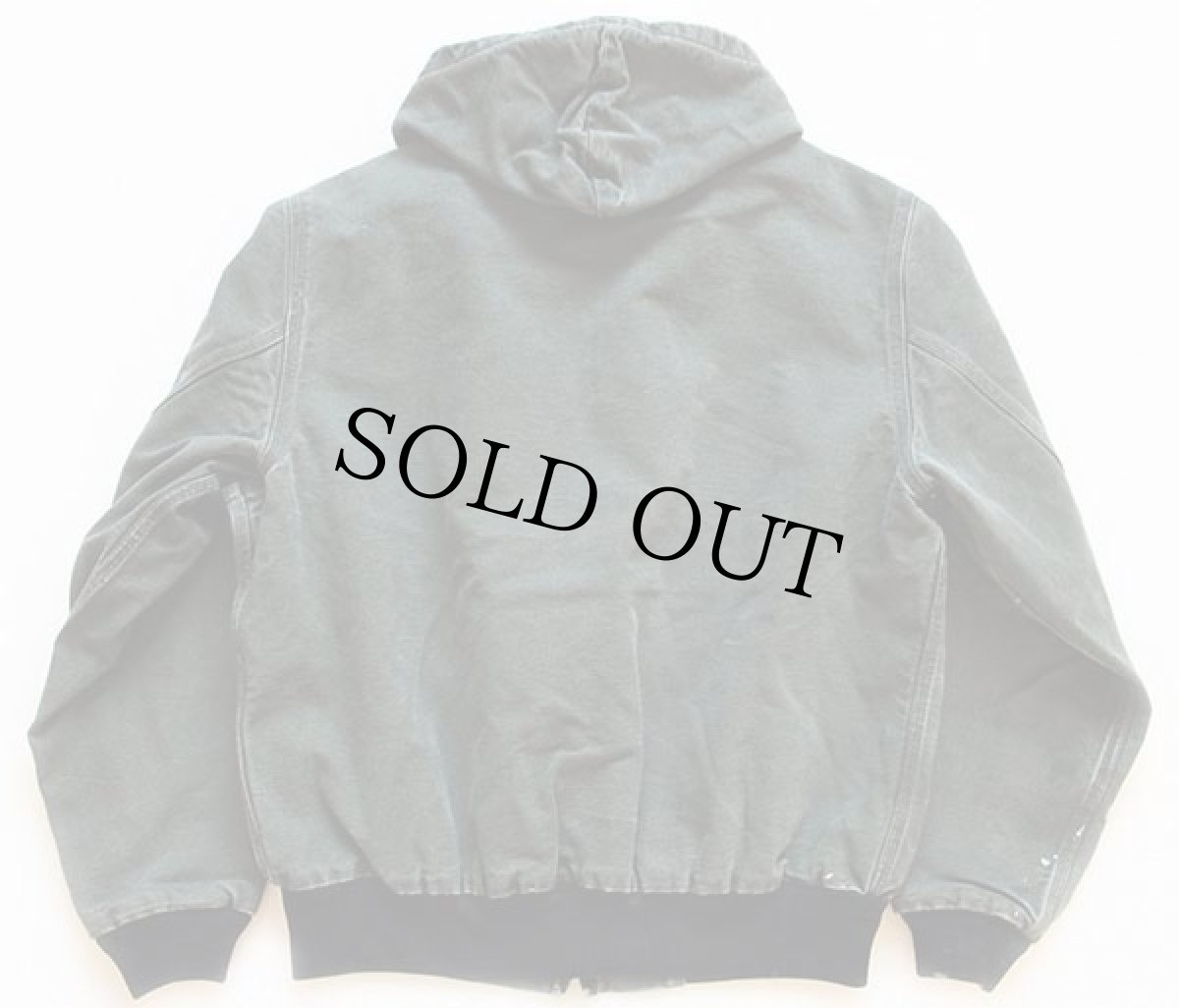 画像2: 80s USA製 carharttカーハート 刺繍入り ダック地 アクティブジャケット パーカー ペンキ飛び モスグリーン (2)