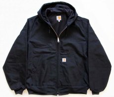 画像1: デッドストック★USA製 carharttカーハート ダック地 アクティブジャケット パーカー 黒 L (1)