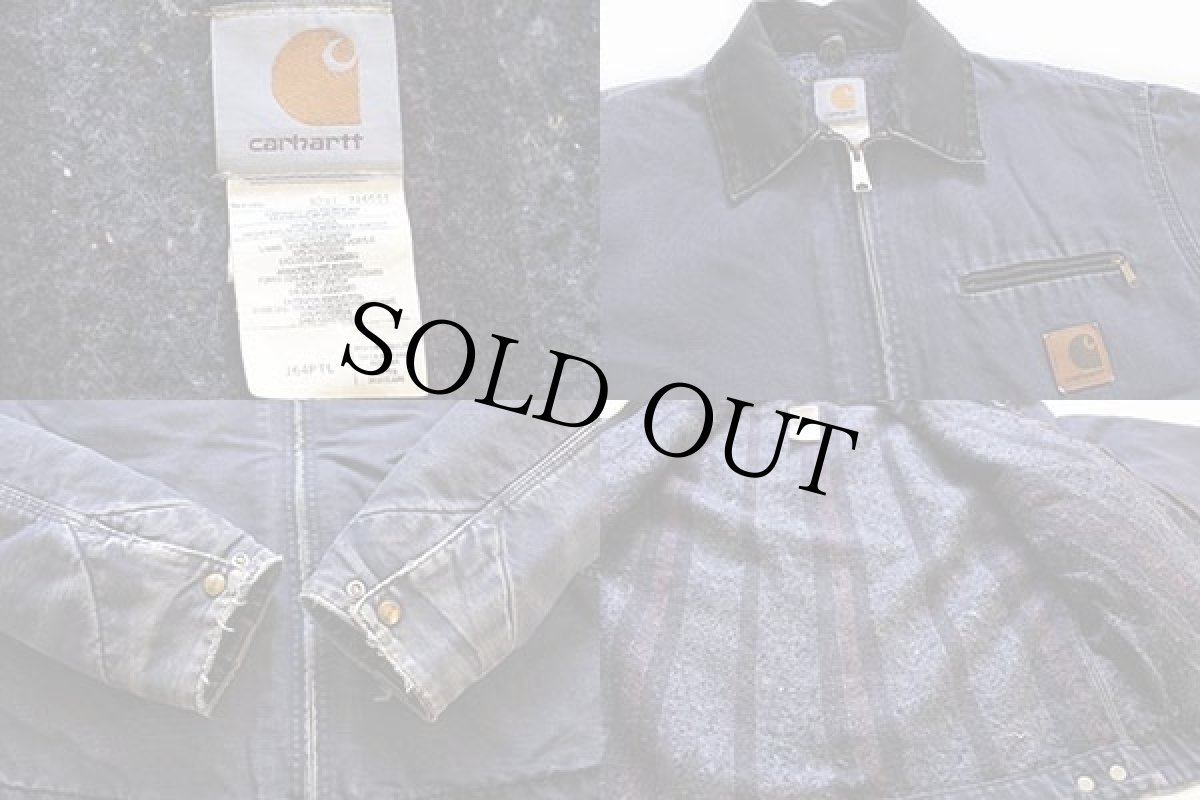 画像3: 90s USA製 carharttカーハート ブランケットライナー ダック地 デトロイトジャケット 薄紺 M (3)