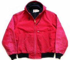 画像1: 80s USA製 carharttカーハート ダック地 アクティブジャケット パーカー 赤 フェード XL (1)