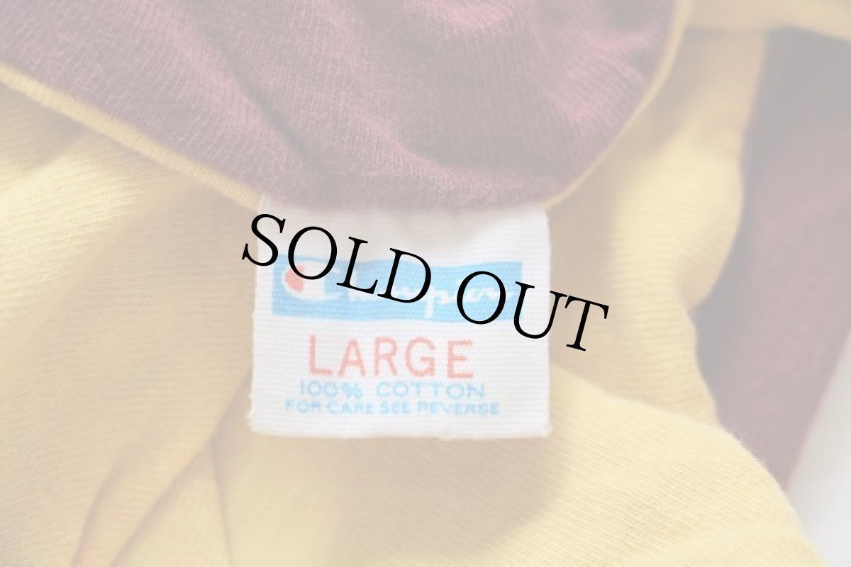 画像5: 70s USA製 Championチャンピオン SAN LORENZO コットン リバーシブルTシャツ バーガンディ×黄 L (5)