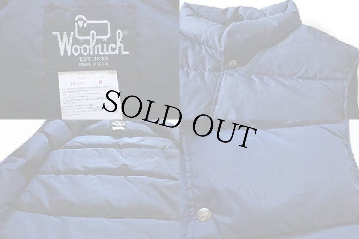 画像3: 80s USA製 Woolrichウールリッチ ナイロン ダウンベスト 紺 M (3)