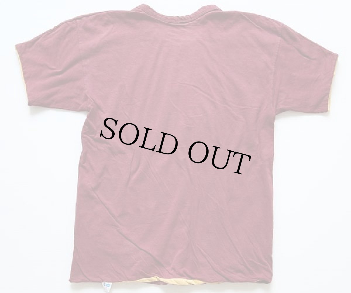 画像2: 70s USA製 Championチャンピオン SAN LORENZO コットン リバーシブルTシャツ バーガンディ×黄 L (2)