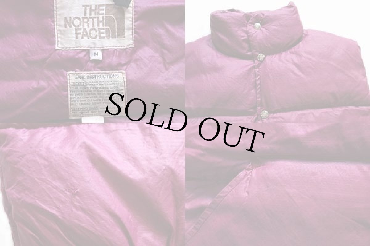 画像3: 70s THE NORTH FACEノースフェイス 茶タグ ナイロン ダウンベスト 赤紫 M (3)