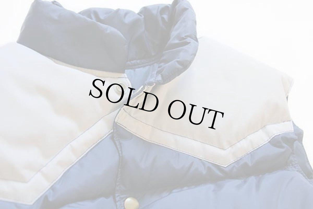 画像5: 70s USA製 Comfy ツートン ヨーク切り替え リバーシブル ダウンベスト 紺×グレー M (5)