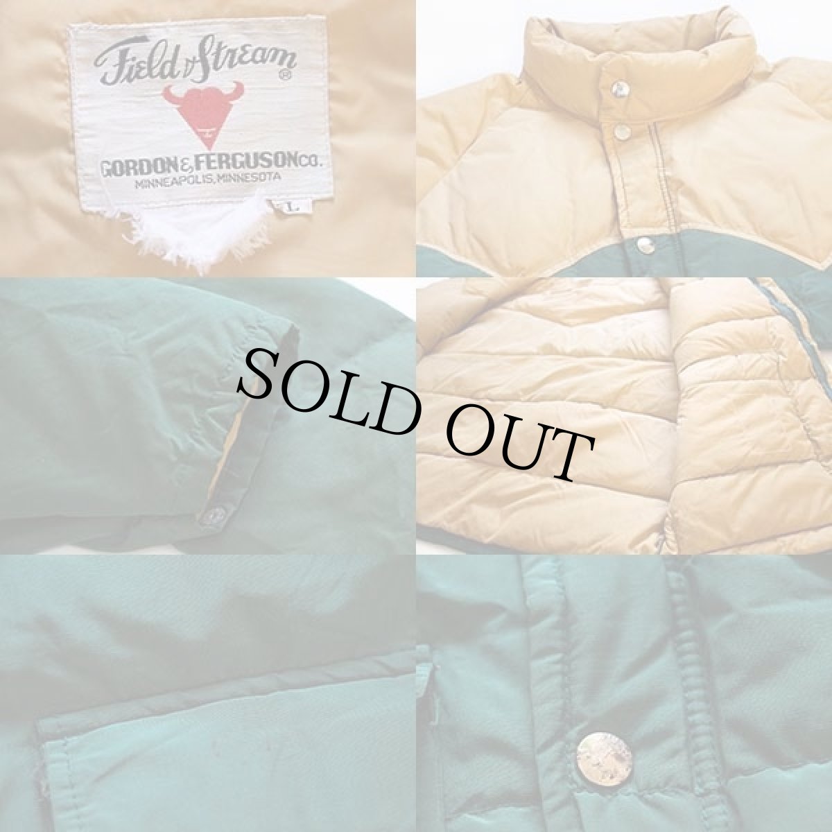 画像3: 80s Field&Stream GORDON&FERGUSON ツートン ヨーク切り替え ダウンジャケット 緑×薄黄 L (3)