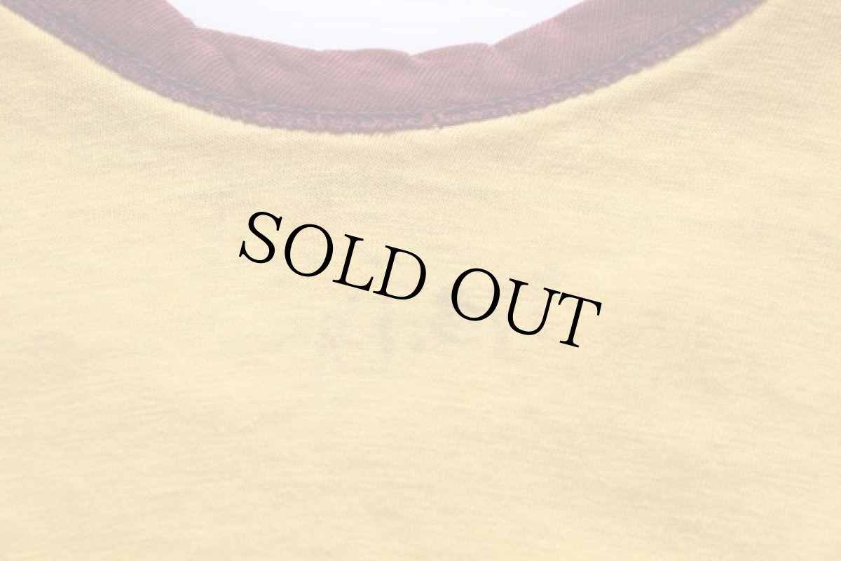 画像6: 70s USA製 Championチャンピオン SAN LORENZO コットン リバーシブルTシャツ バーガンディ×黄 L (6)