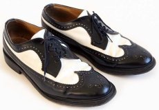 画像1: 80s 英国製 Rock A Cha LONDON ウイングチップ レザーシューズ 黒×白 10★革靴 (1)