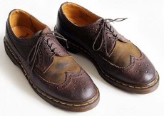 画像1: 英国製 DR.MARTENSドクターマーチン ウイングチップ レザーシューズ 焦げ茶 UK9 (1)