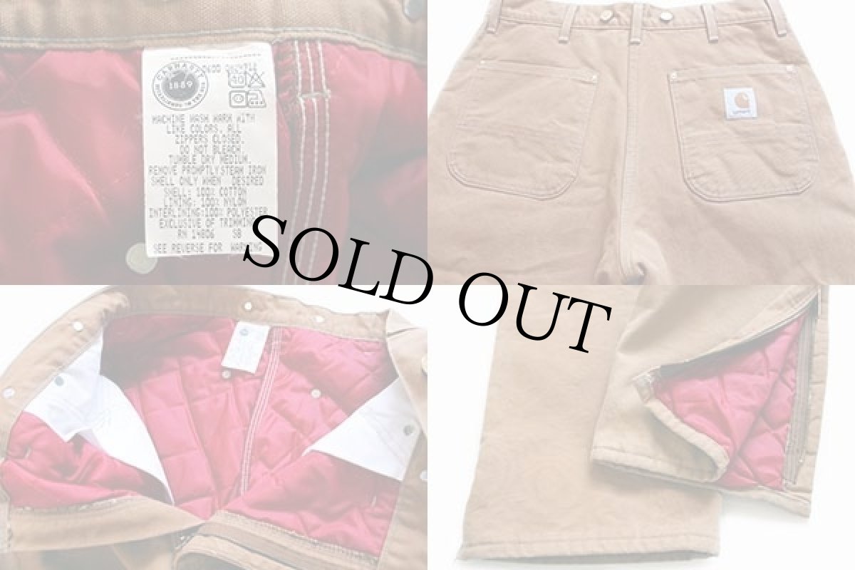 画像4: carharttカーハート キルティングライナー ダック地 ペインターパンツ 茶 w36 (4)