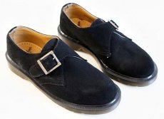 画像1: 英国製 DR.MARTENSドクターマーチン モンクストラップ スエード レザーシューズ 黒 UK6.5 (1)