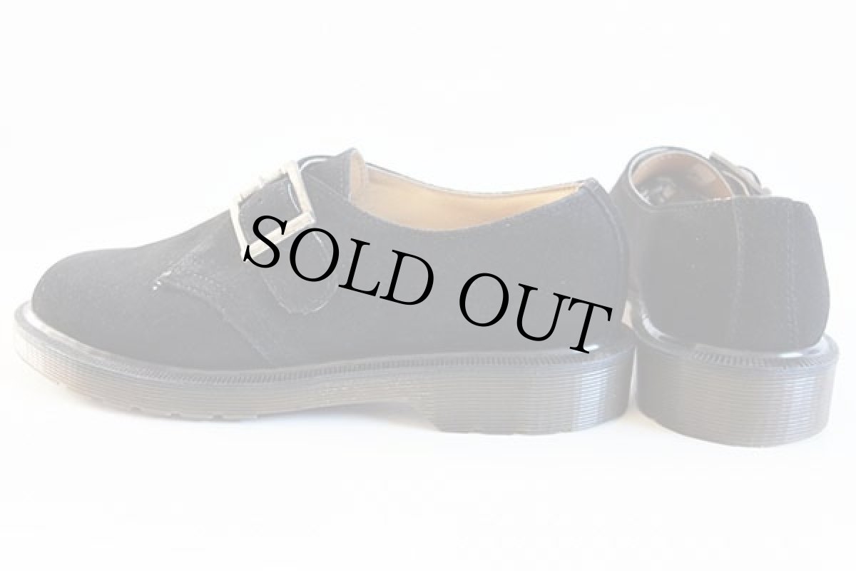 画像2: 英国製 DR.MARTENSドクターマーチン モンクストラップ スエード レザーシューズ 黒 UK6.5 (2)