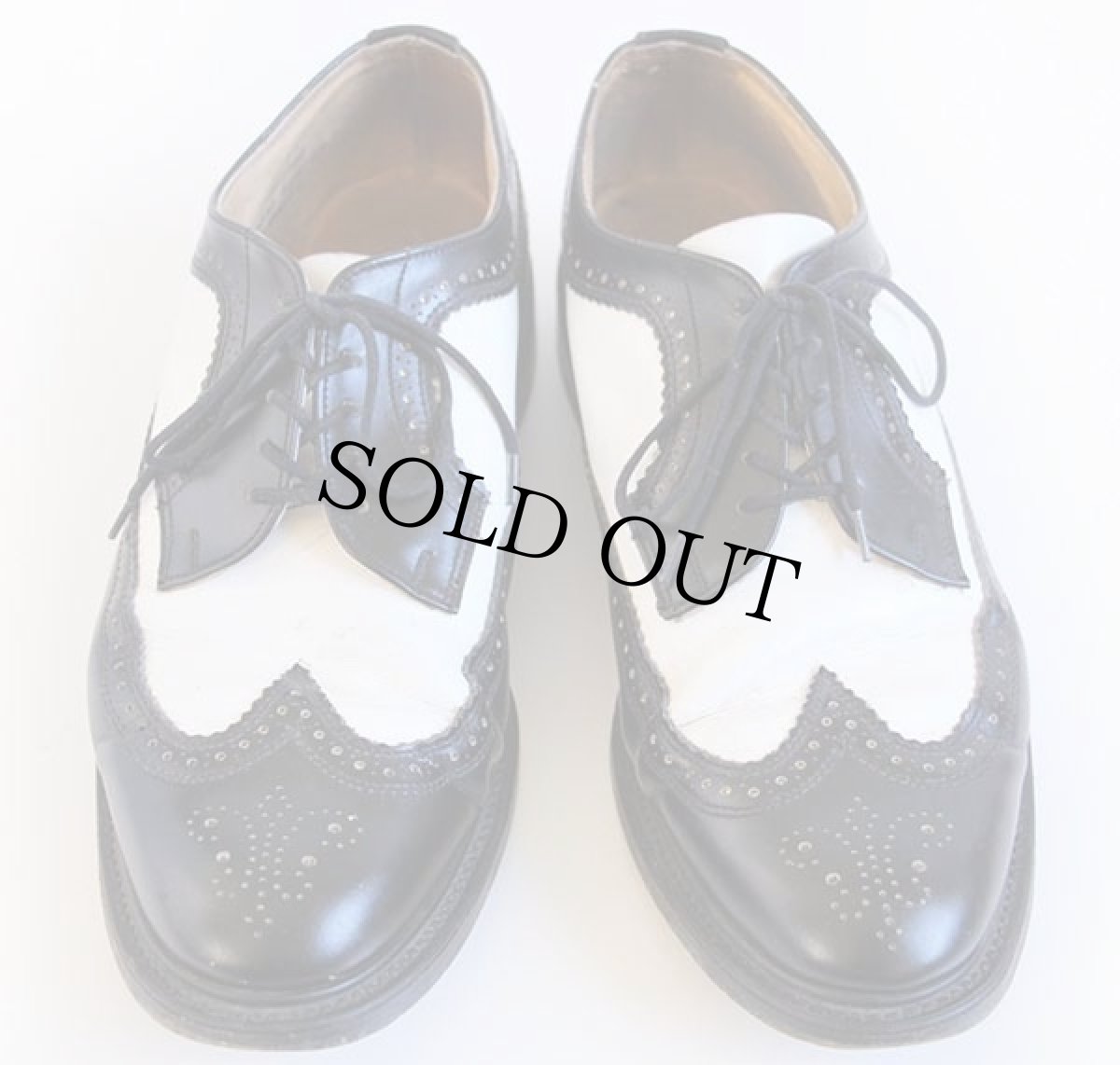 画像3: 80s 英国製 Rock A Cha LONDON ウイングチップ レザーシューズ 黒×白 10★革靴 (3)