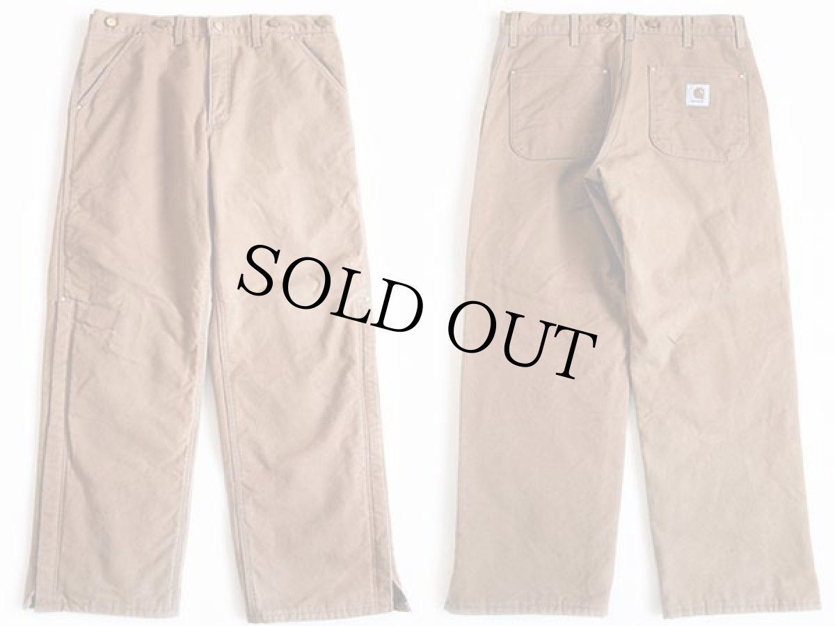 画像2: carharttカーハート キルティングライナー ダック地 ペインターパンツ 茶 w36 (2)