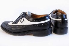 画像2: 80s 英国製 Rock A Cha LONDON ウイングチップ レザーシューズ 黒×白 10★革靴 (2)