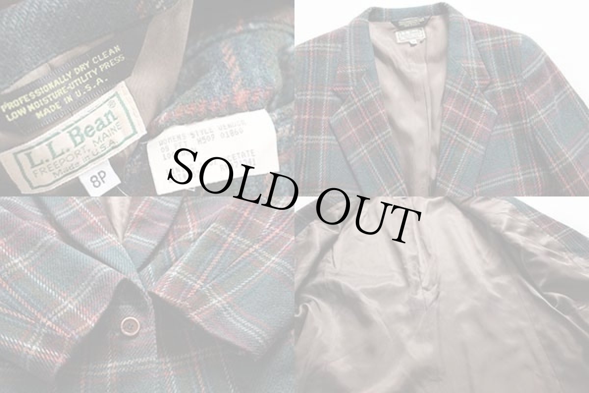 画像3: 80s USA製 L.L.Bean タータンチェック ウール テーラードジャケット 8P (3)