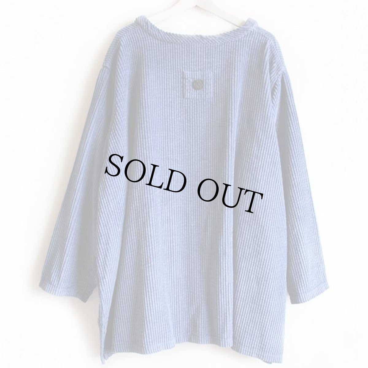 画像2: 90s USA製 mib モックネック 極太畝 コーデュロイ スモック ブルーグレー G (2)