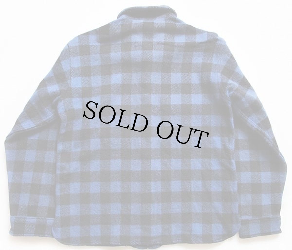 画像2: 80s USA製 Woolrichウールリッチ バッファローチェック ウールシャツ 青×黒 M (2)