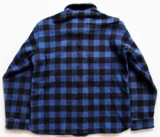画像2: 80s USA製 Woolrichウールリッチ バッファローチェック ウールシャツ 青×黒 M (2)