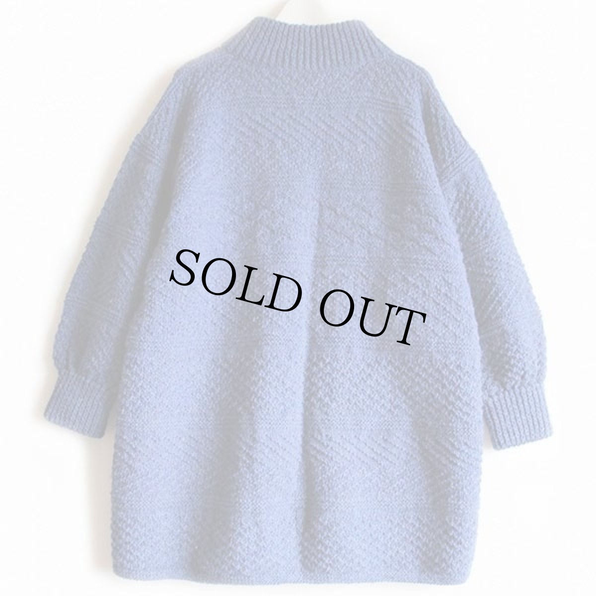 画像2: カナダ製 Cottage Craft 編み柄 ウール ハンドニット カーディガン 青紫 (2)