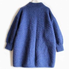 画像2: カナダ製 Cottage Craft 編み柄 ウール ハンドニット カーディガン 青紫 (2)