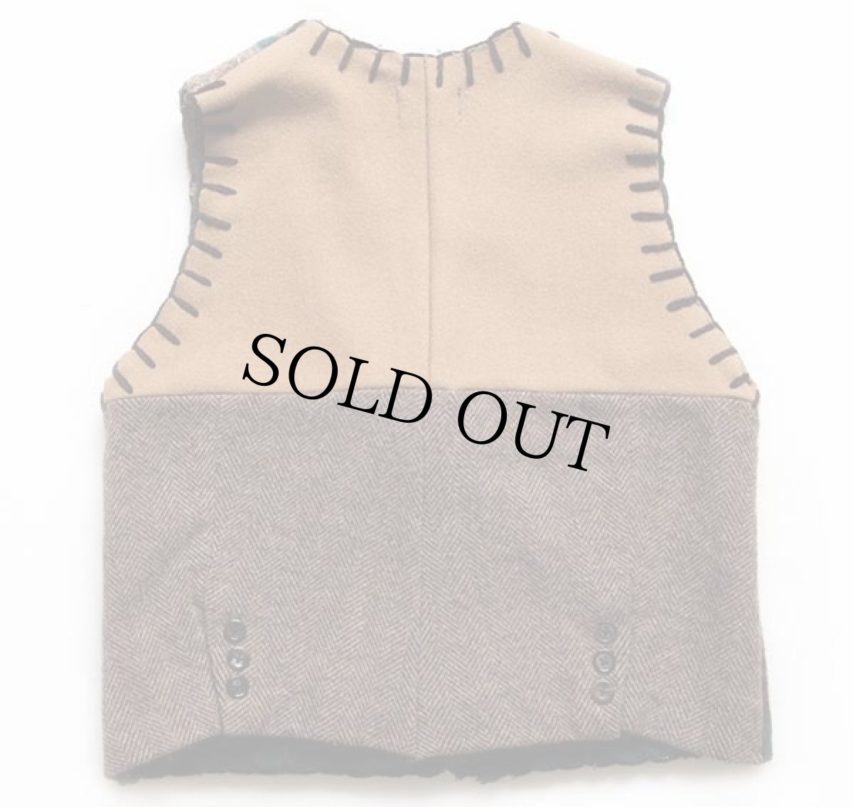 画像2: USA製 Baabaazuzu リメイク クレイジー 切り替え ウールベスト S (2)