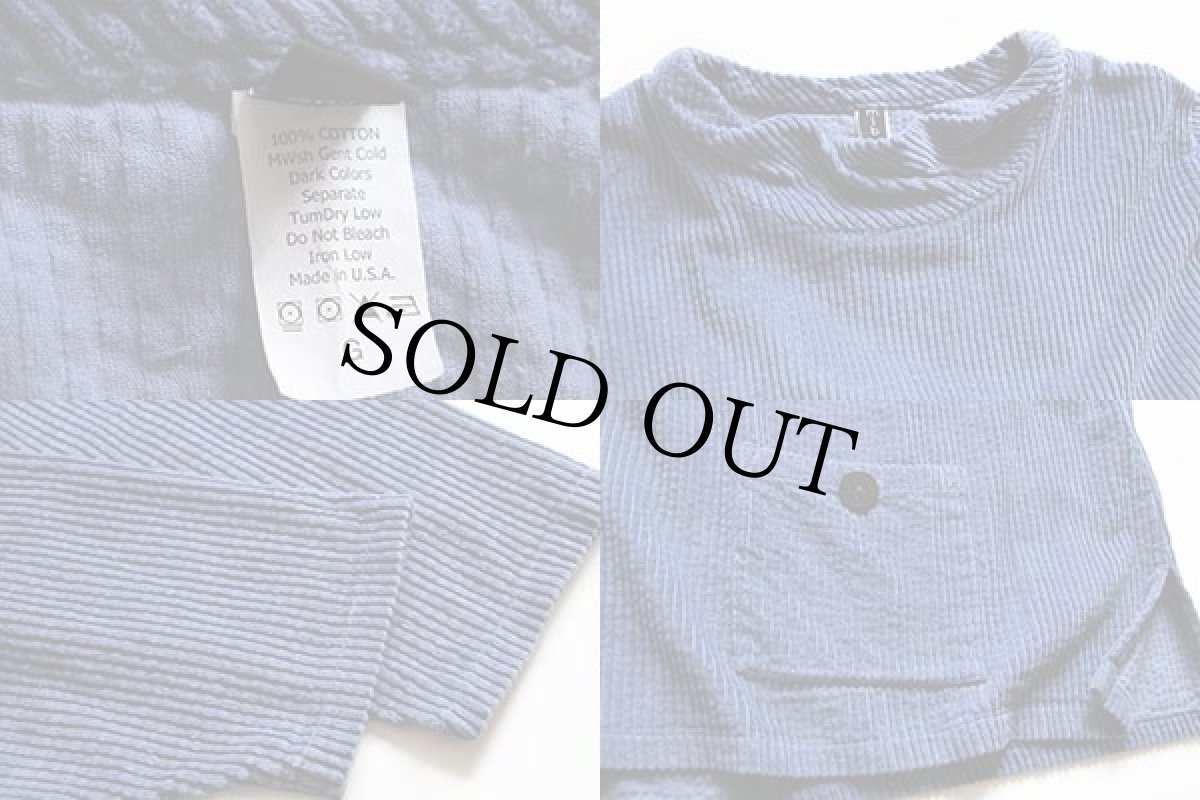 画像3: 90s USA製 mib モックネック 極太畝 コーデュロイ スモック ブルーグレー G (3)