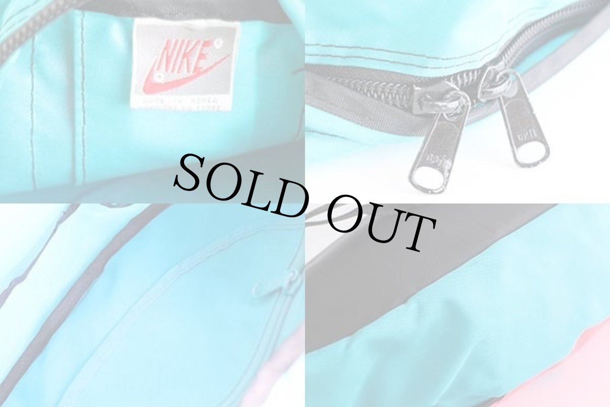 画像4: 90s NIKEナイキ ECHELON ロゴ ツートン ナイロン ウエストバッグ 青緑×蛍光ピンク (4)