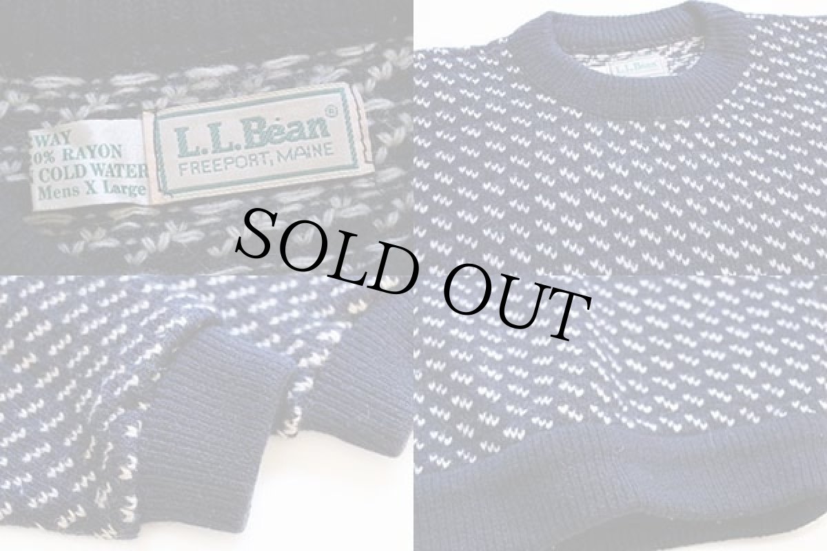 画像3: 80s ノルウェー製 L.L.Bean ノルウェージャン バーズアイ ウールニット セーター XL (3)