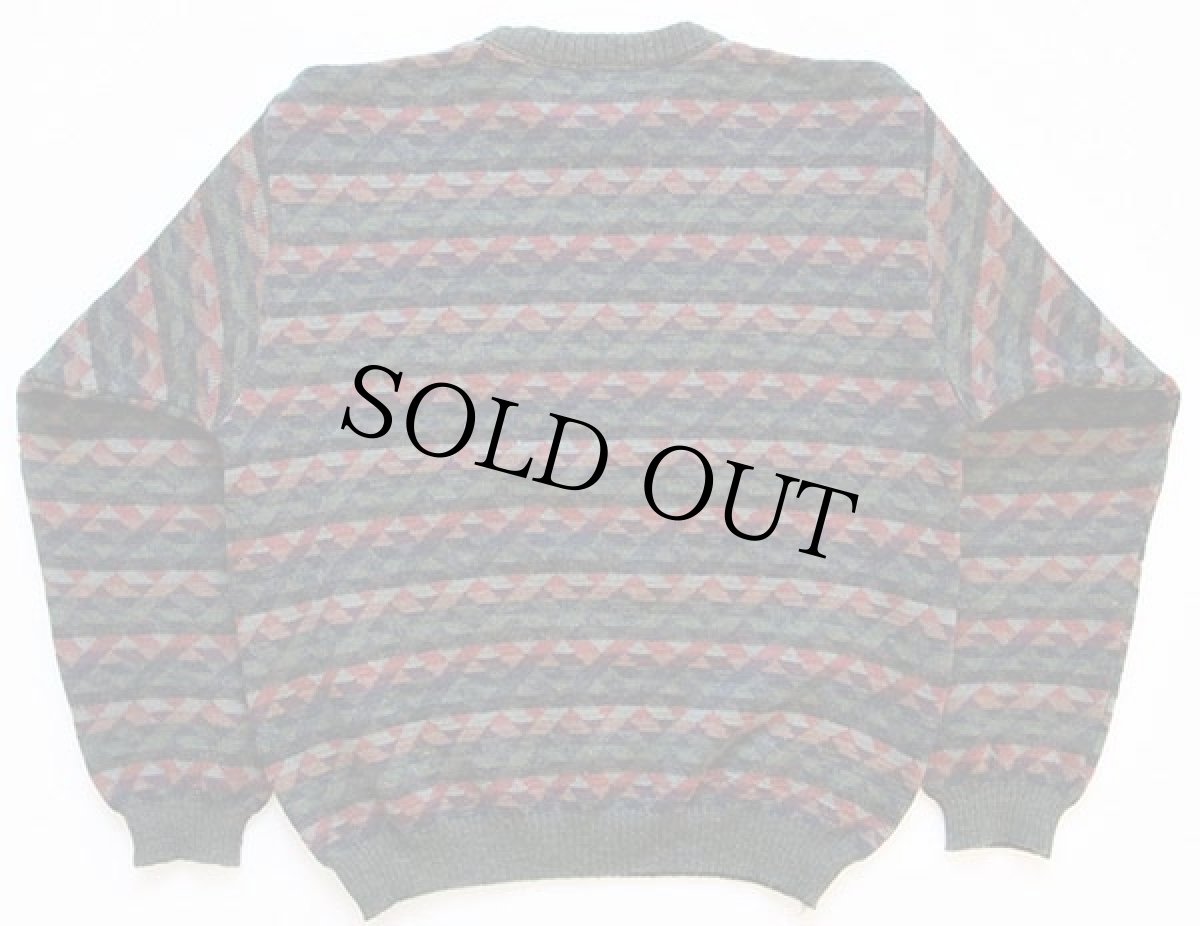 画像2: 90s アイルランド製 L.L.Bean 総柄 ウールセーター M (2)