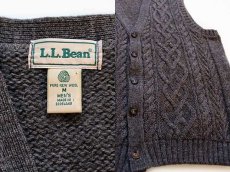 画像3: 90s スコットランド製 L.L.Bean ケーブル編み ウールニット ベスト カーディガン グレーブラウン M★フィッシャーマン (3)