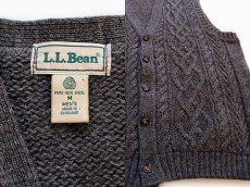 画像3: 90s スコットランド製 L.L.Bean ケーブル編み ウールニット ベスト カーディガン グレーブラウン M (3)