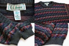 画像3: 90s アイルランド製 L.L.Bean 総柄 ウールセーター M (3)