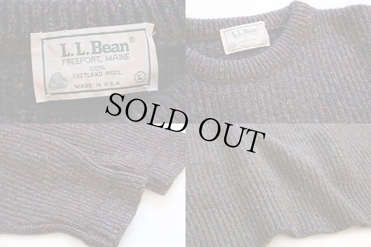 画像3: 80s USA製 L.L.Bean ネップ入り シェットランド ウールニット セーター 焦げ茶 L (3)