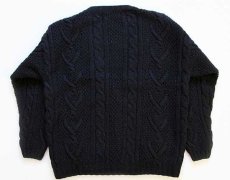 画像2: 80s L.L.Bean ケーブル編み ウールニット カーディガン 黒 L★フィッシャーマン (2)