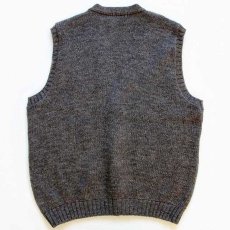 画像2: 90s スコットランド製 L.L.Bean ケーブル編み ウールニット ベスト カーディガン グレーブラウン M★フィッシャーマン (2)