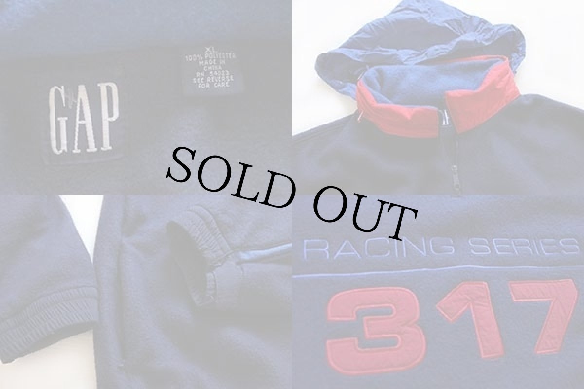 画像3: 90s GAPギャップ RACING SERIES 317 プルオーバー フリース 紺 XL (3)